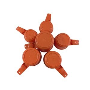 Vintage‎ Orange Plastic Measuring Cups Set of 5 Nesting Kitchen Baking